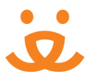 An orange, stylized smiley face with two dots for eyes and a curved line forming a smile, cleverly incorporating the shape of a lowercase "w" into its design. This creative emblem speaks about joy and simplicity in its unique artistry.